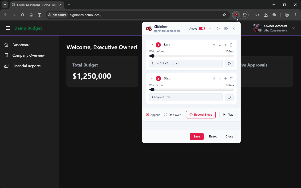 Click Flow Widget